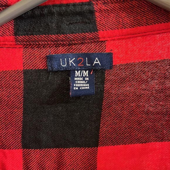 Red/black plaid button up - Picture 2 of 2